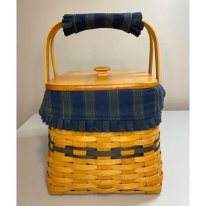 LONGABERGER Harbor Basket Collectors Club Protector Fabric Liner Lid & Box 1998